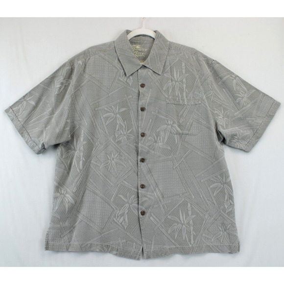 Jamaica Jaxx Button Up 100% Silk Camp Hawaiian Shirt Men L Jade Beach Travel - Picture 1 of 10
